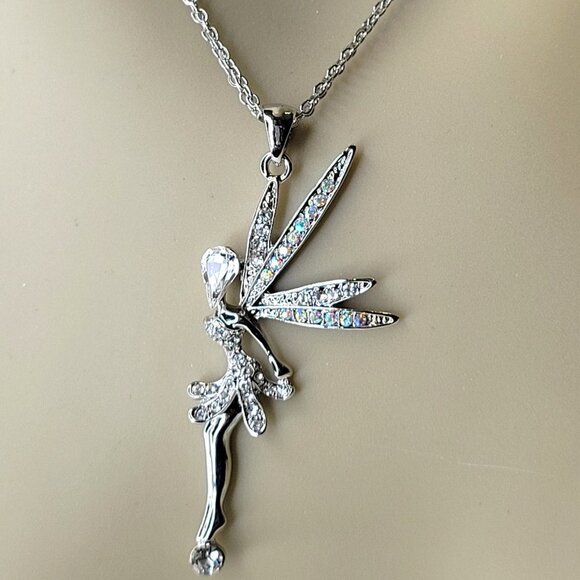 Tinkerbell Fairy Necklace with fashion aurora borealis crystals - Picture 5 of 11